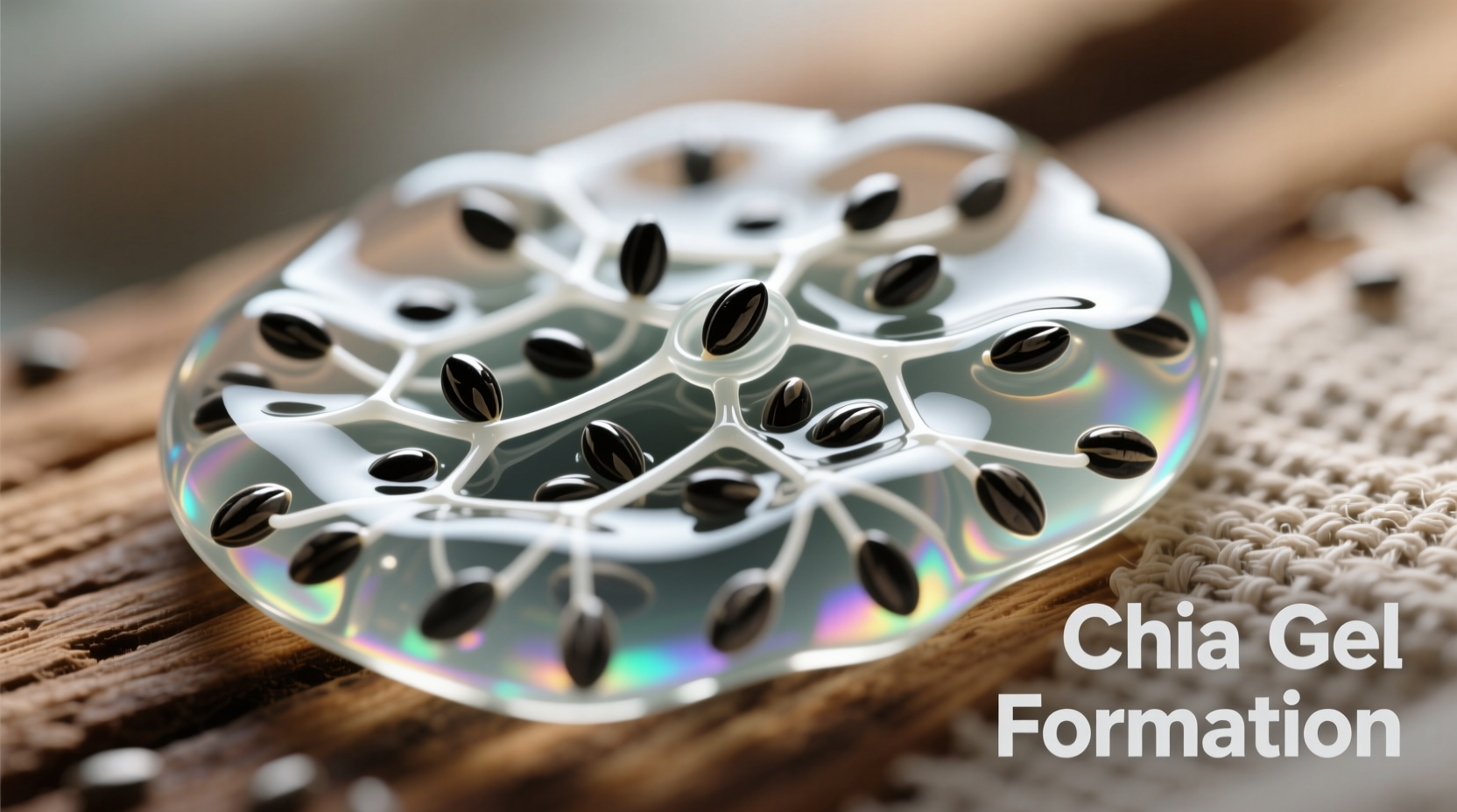 Chia seeds soaked in water forming gel