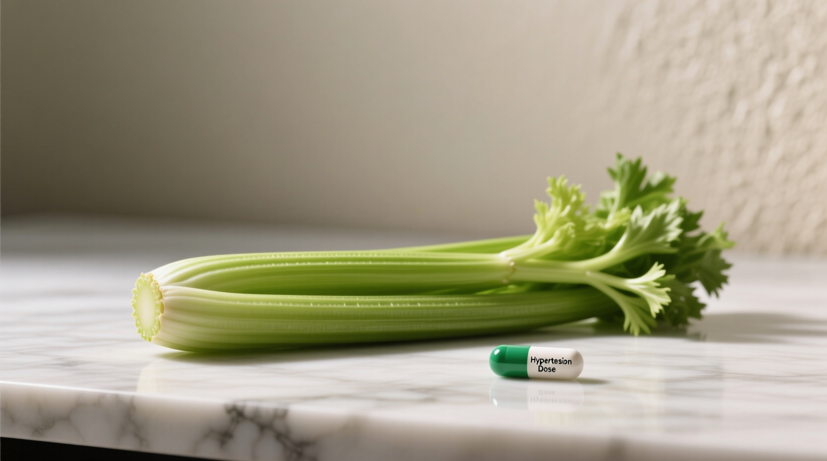Breakfast plate with celery stalks beside salt shaker, visually demonstrating how celery's sodium impact is negligible compared to clinical salt doses