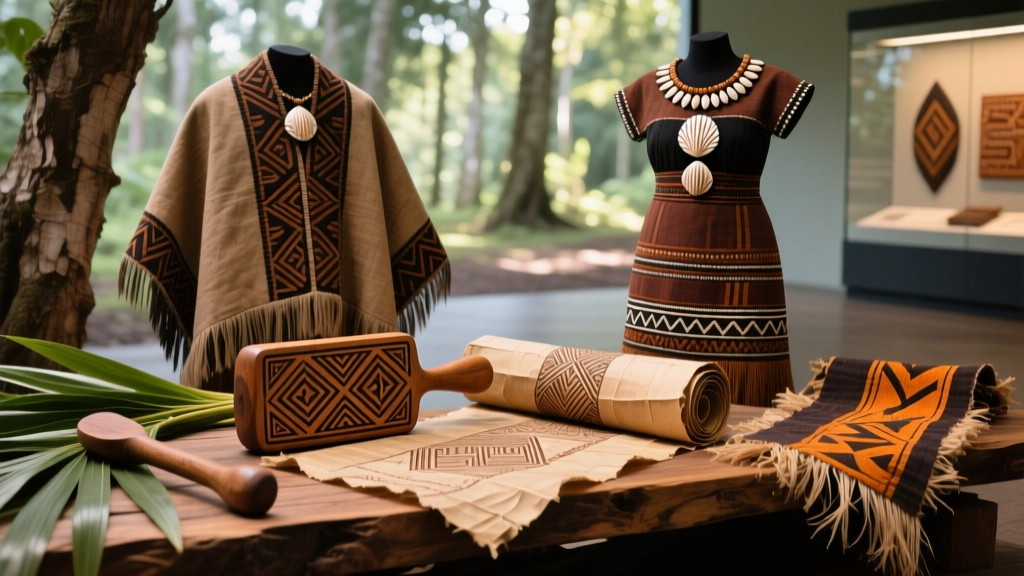 Fijian Tapa Beating Tools And Bark Cloth Layering Techniques
