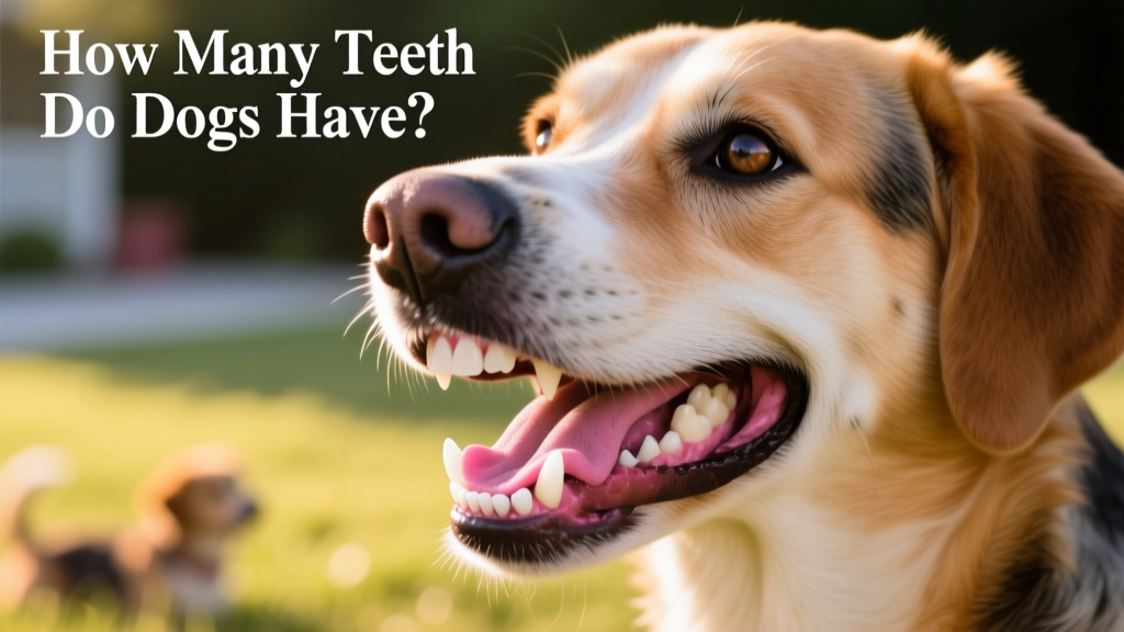Close-up photo of a healthy adult dog's mouth showing clean white teeth and pink gums