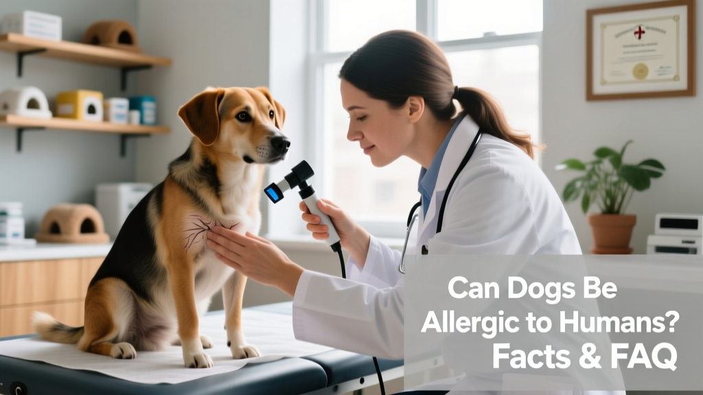 Veterinarian examining a dog’s skin with a dermatoscope during an allergy consultation