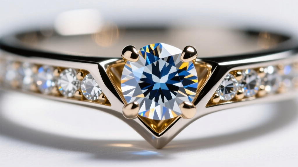 Macro photography of a French pave diamond setting, showing distinct V-shaped scallops cut into the metal shank to maximize light