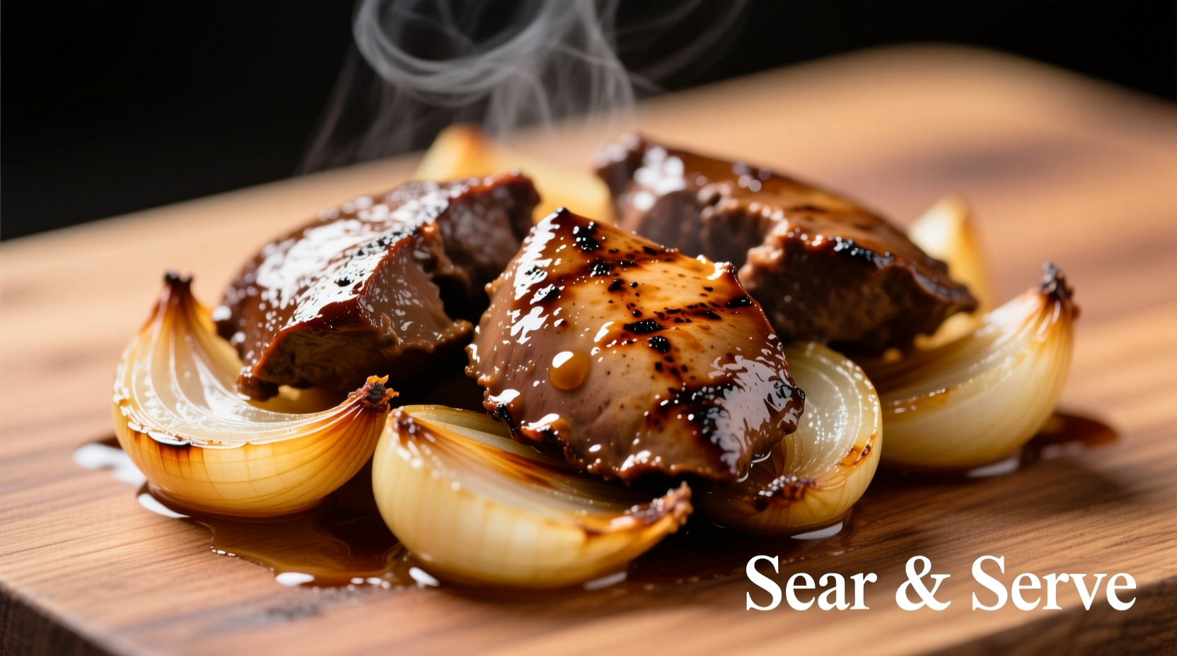 Perfectly seared chicken livers with caramelized onions