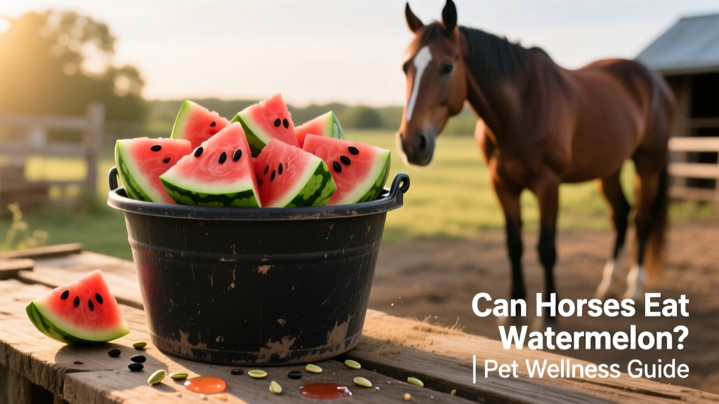 Fresh watermelon chunks and rind placed neatly in a sturdy black rubber feed bucket