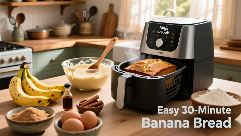 Banana Bread in Ninja Foodi Air Fryer (Easy Recipe)
