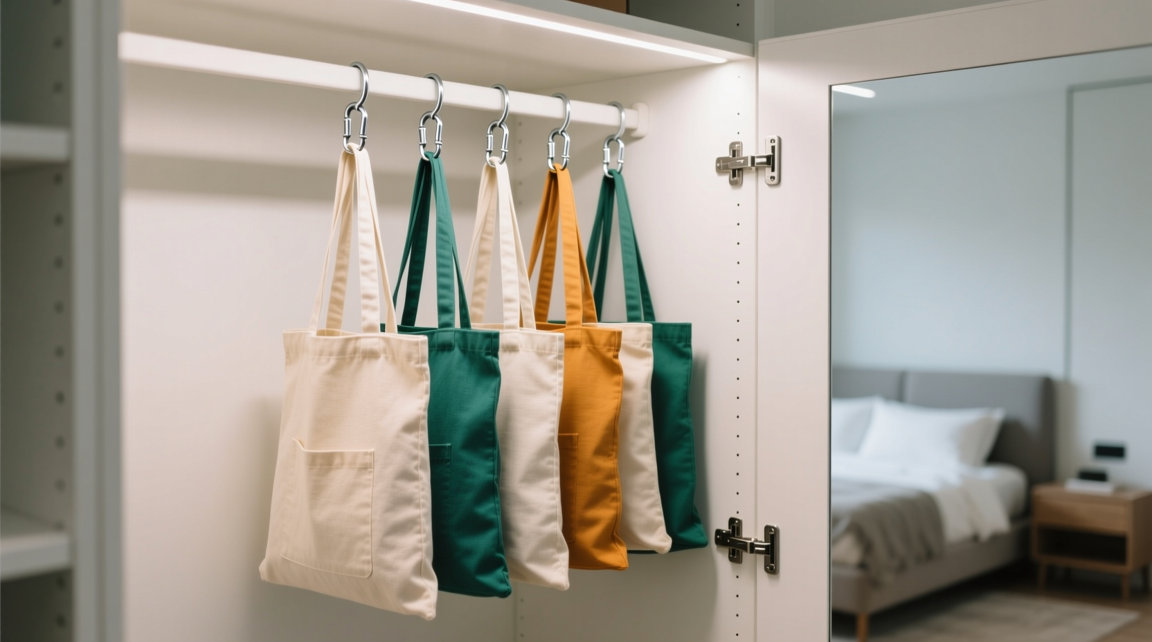 closet organization tips carabiner bag storage