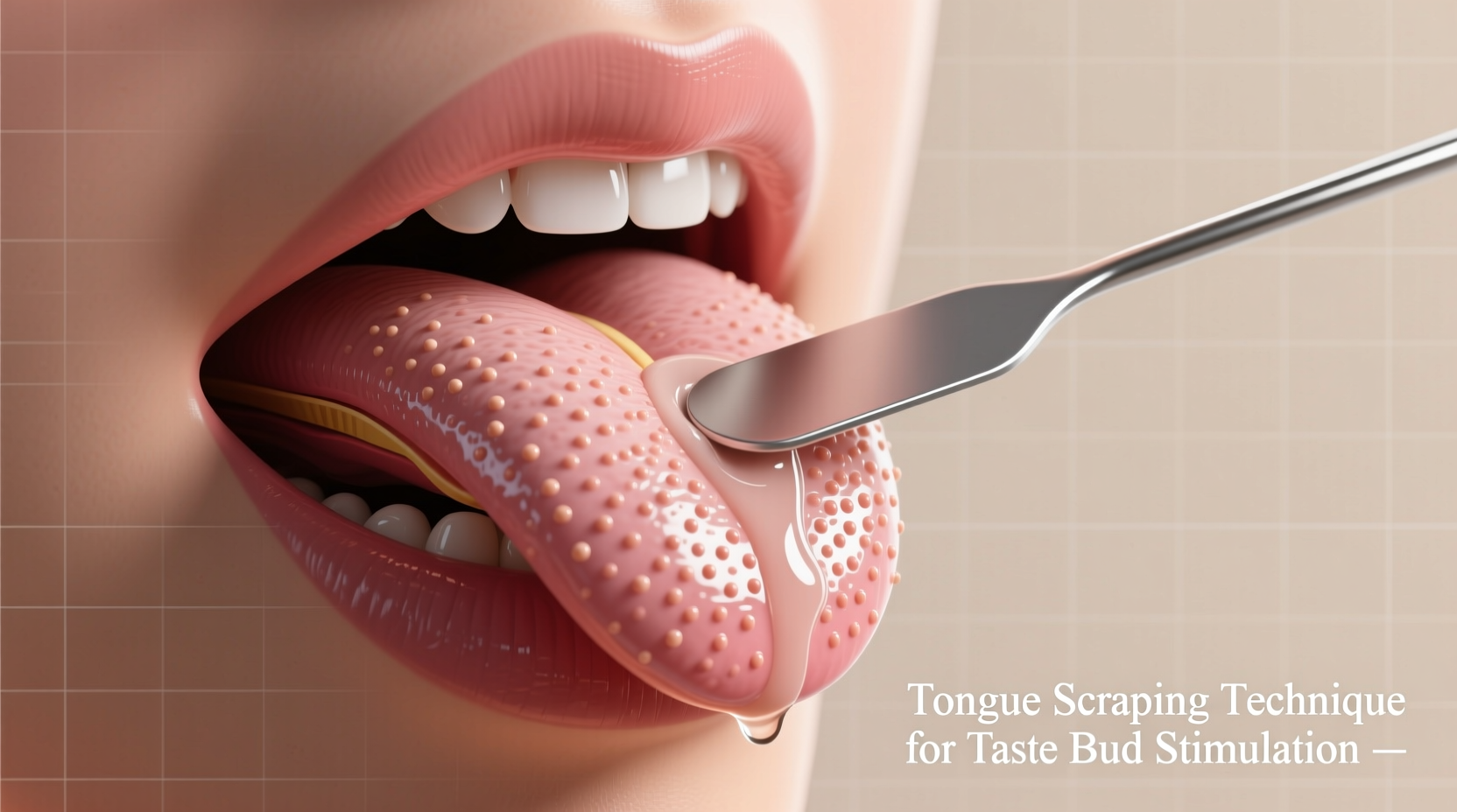 Tongue scraping technique for taste bud stimulation