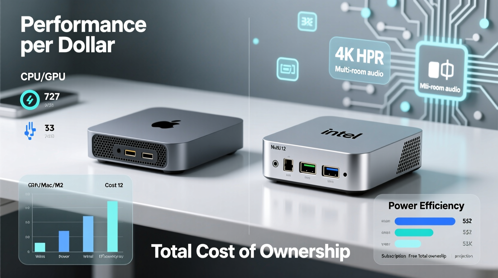 mac mini m2 vs intel nuc for home media server setup cost vs performance