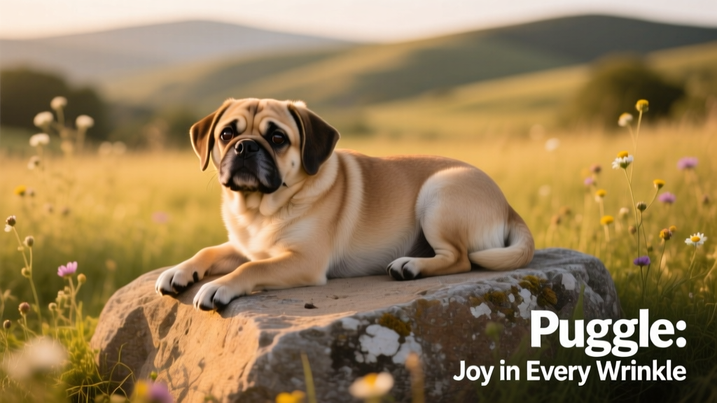 Puggle posing on large rock