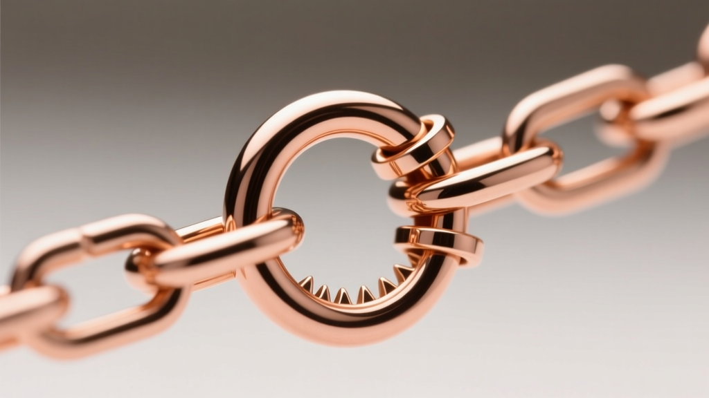 Macro shot of a secure lobster clasp on a hollow 14k rose gold paperclip chain, highlighting the soldered jump ring connection.