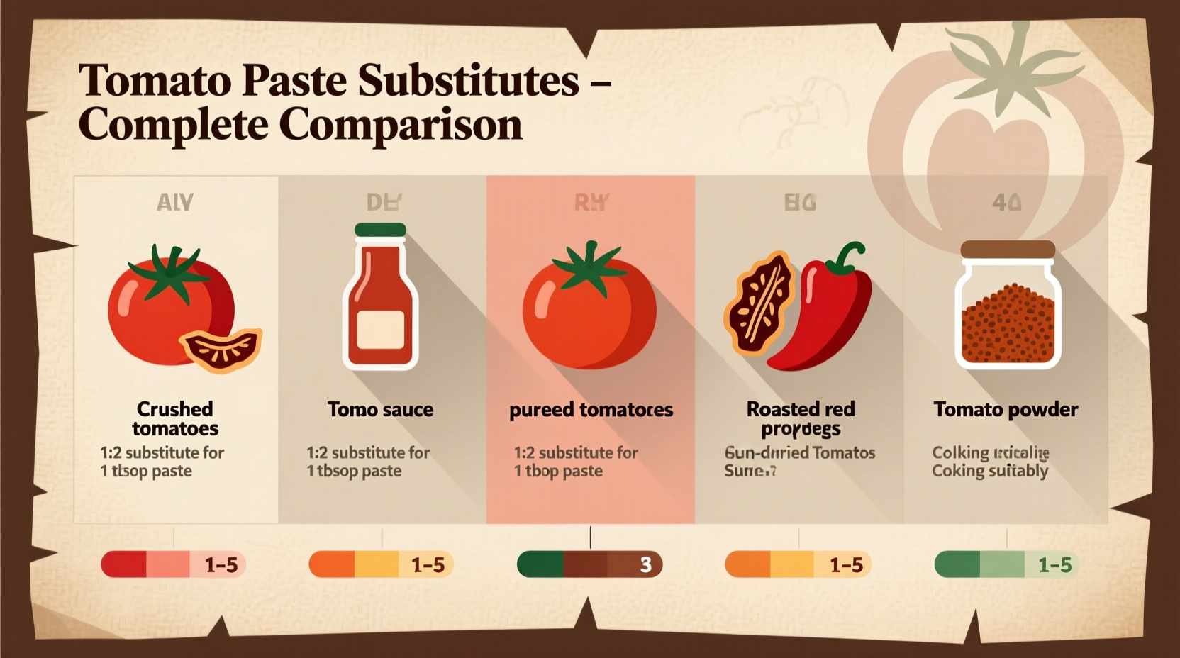 Tomato paste substitutes comparison chart