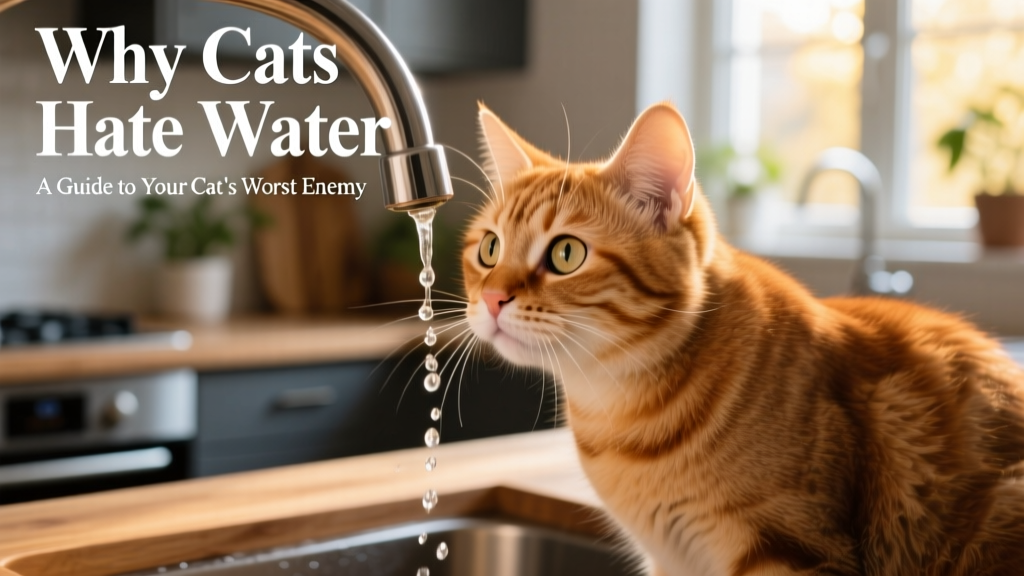 Close-up of a curious cat cautiously sniffing a running faucet