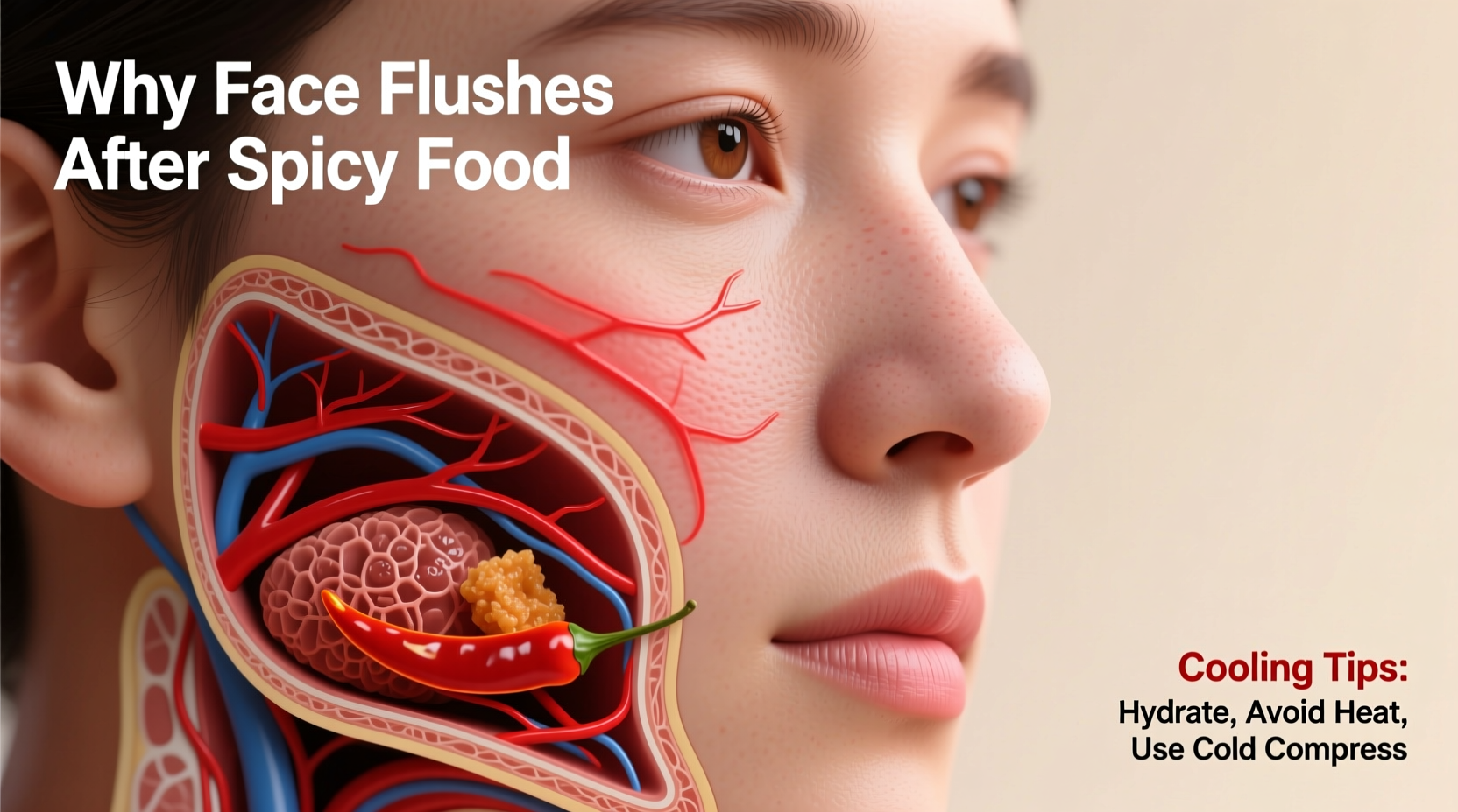 why does my face flush after eating spicy food and how to calm it