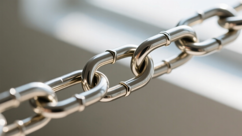 Loupe view of a kinked box chain, illustrating structural deformation of thin gauge square links under heavy physical tension.