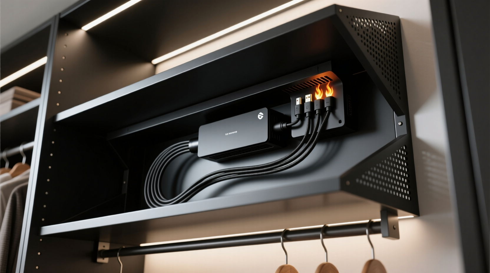 closet organization tips hide cables without overheating