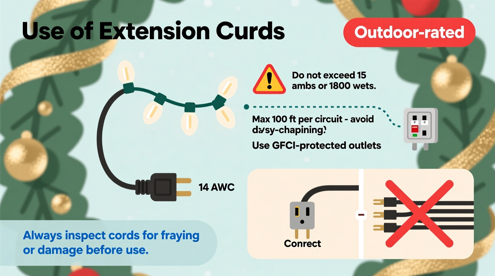 can you use extension cords for christmas lights safely guidelines and limits