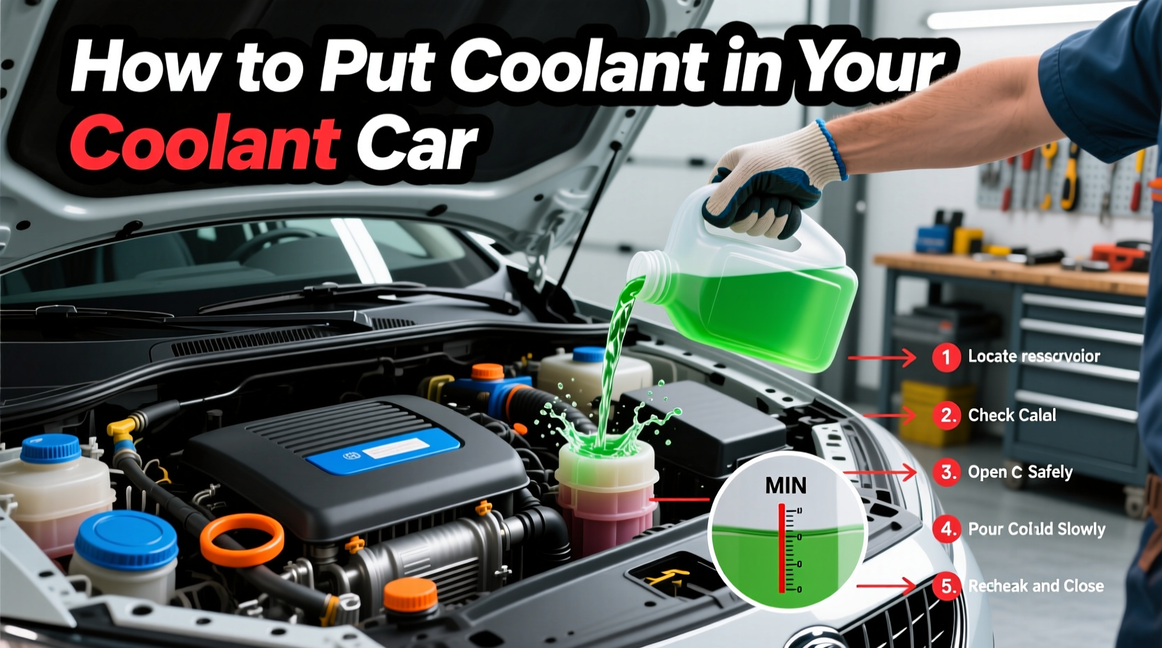 how to put coolant in the car