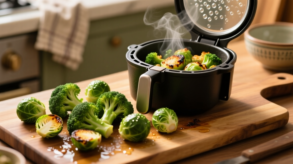Air Fry Brussels Sprouts & Broccoli Together