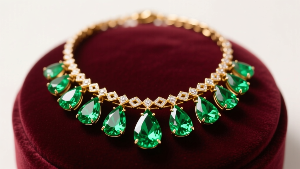 A gold peridot tennis necklace on velvet showing vibrant lime-green gems and detailed prong settings under soft studio lighting.