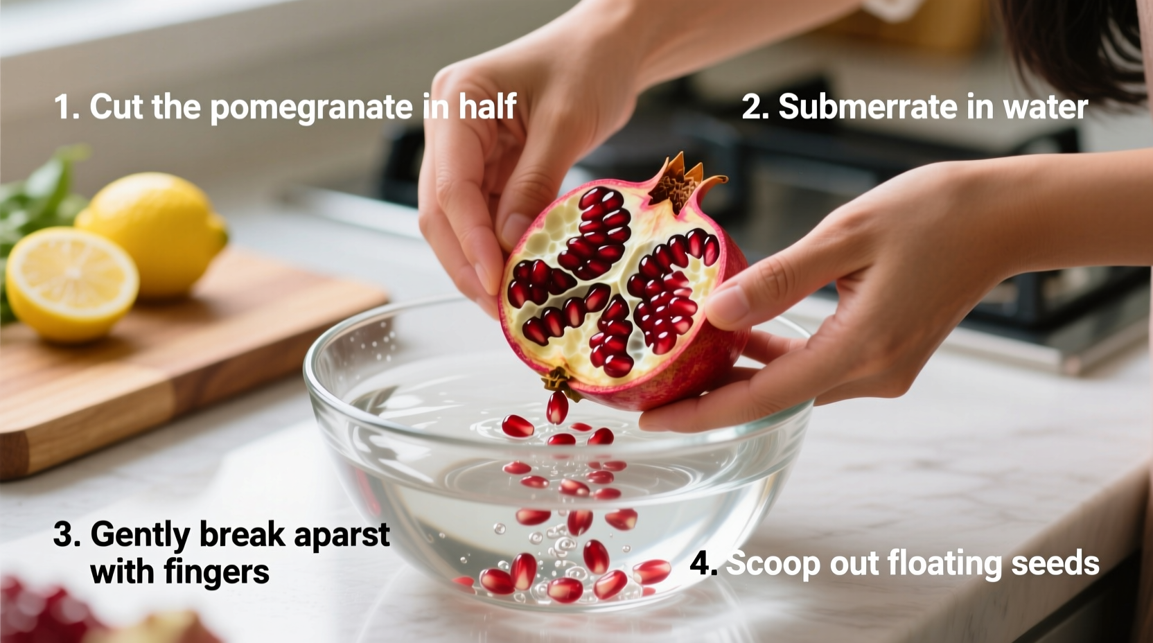 how to get the seeds out of a pomegranate