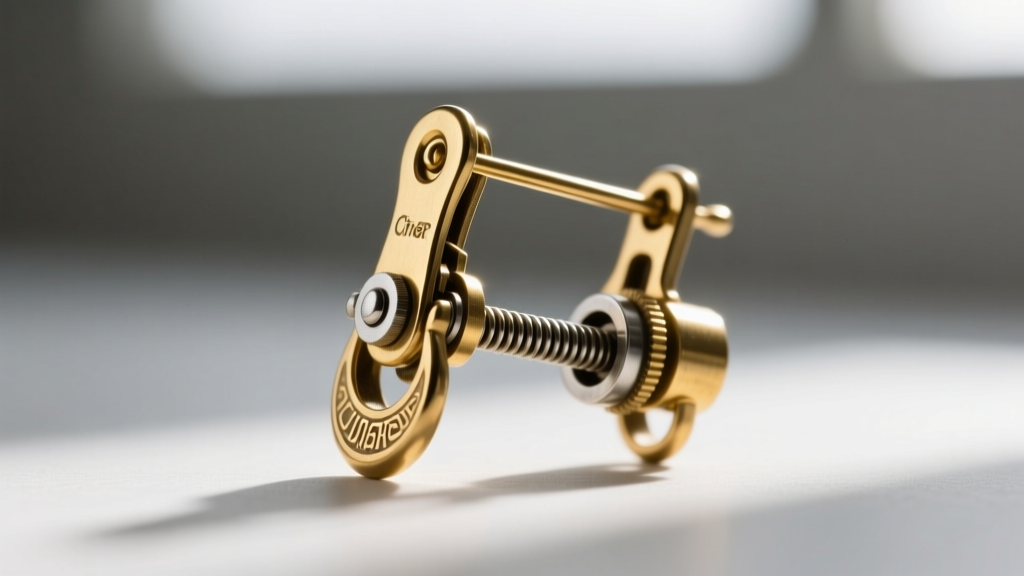 Macro shot of vintage 1950s Ciner paddle-back clip earring mechanism showing the metal hinge and tension spring in sharp focus
