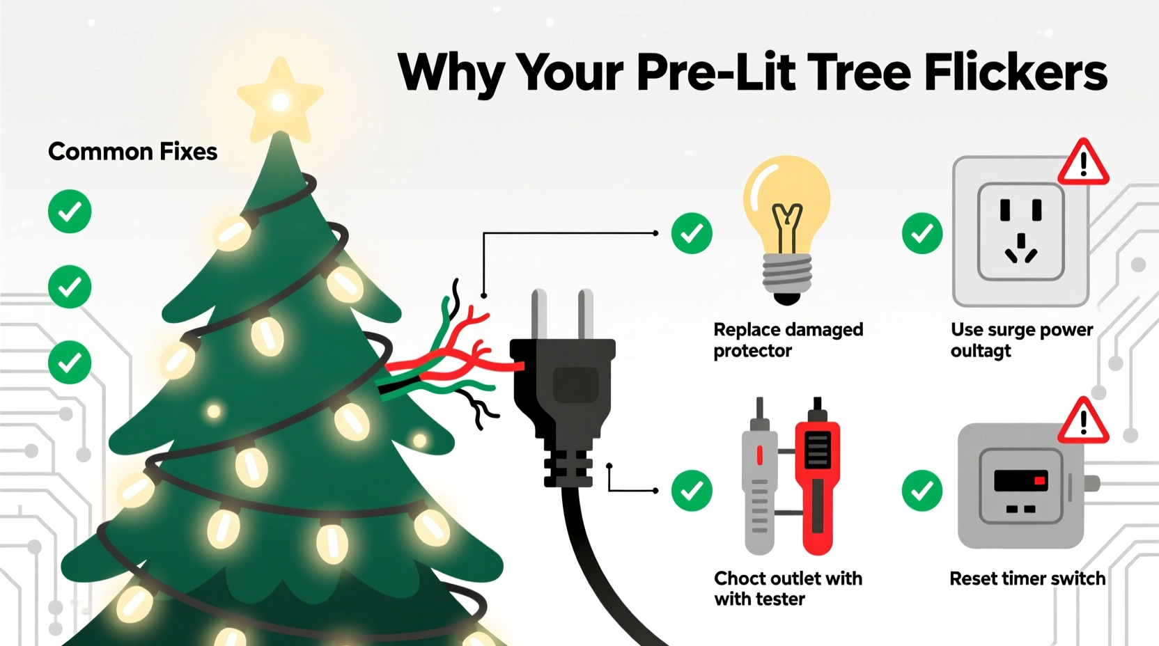why does my pre lit christmas tree keep flickering common electrical fixes
