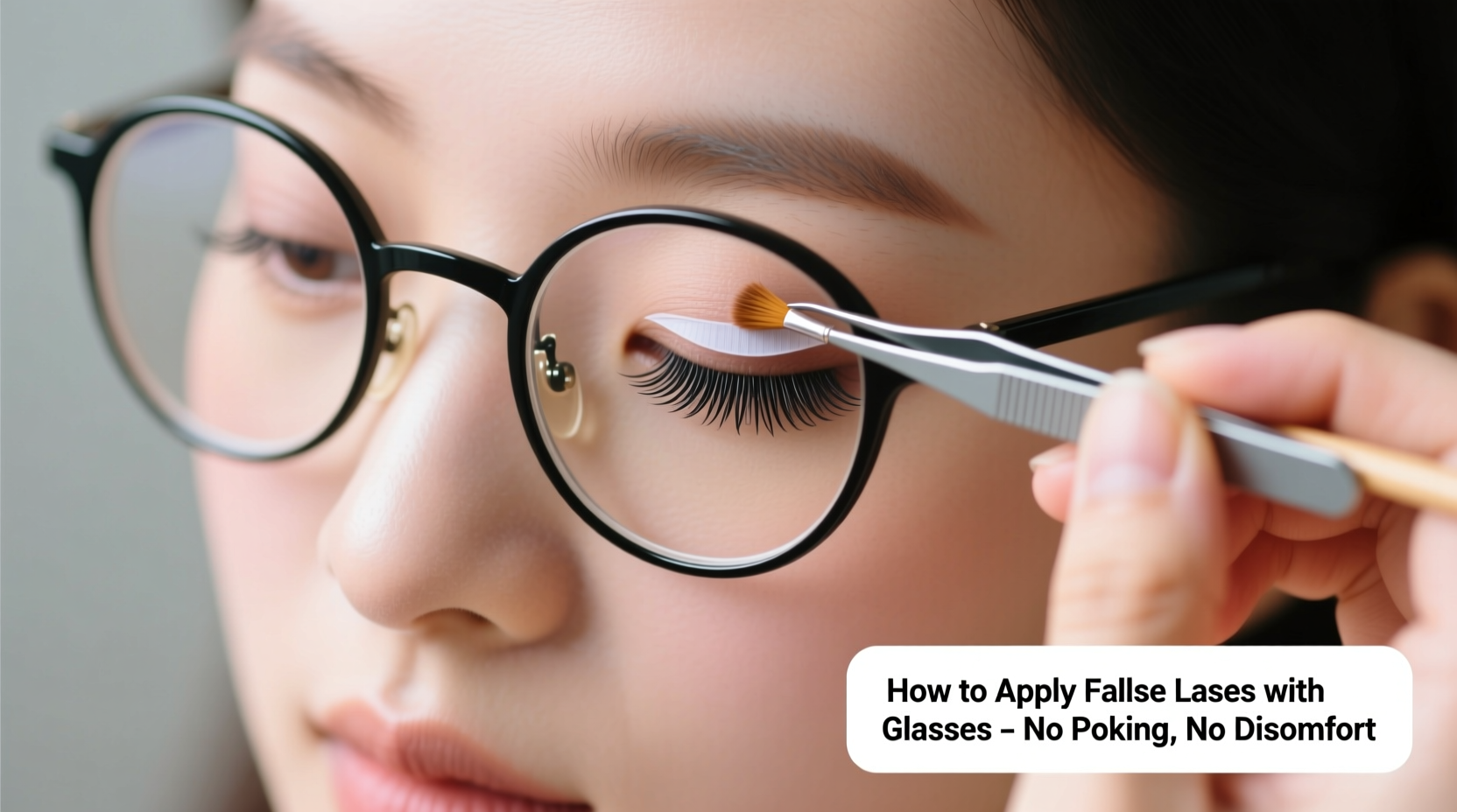 how to apply false lashes with glasses without poking or discomfort