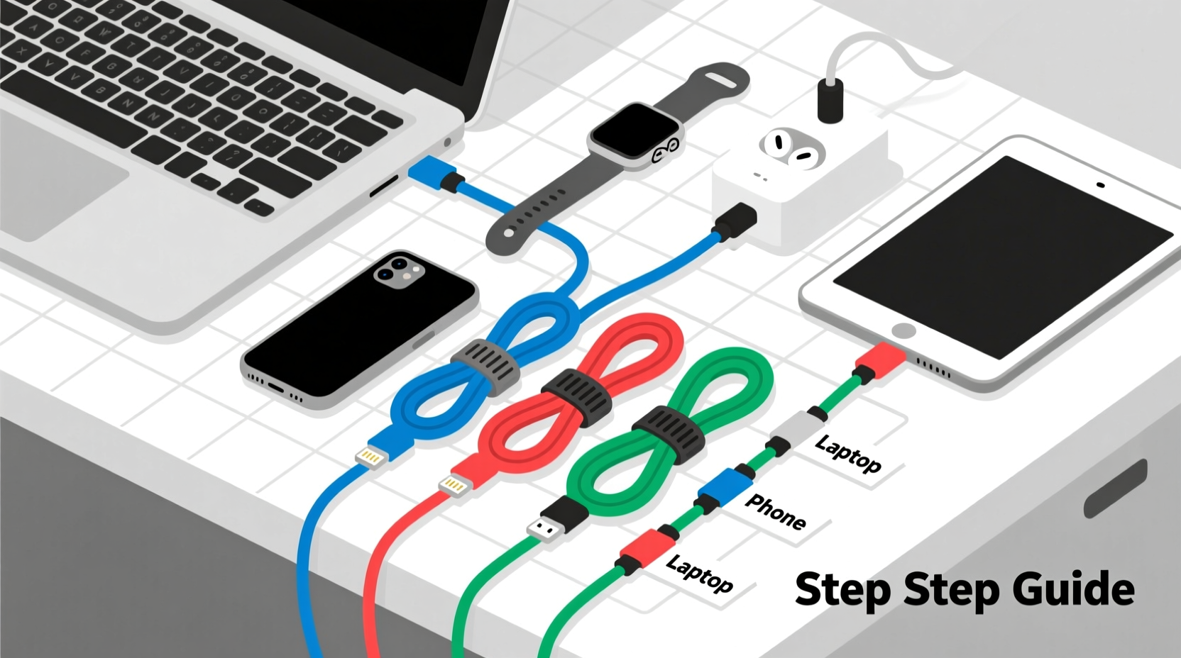 how to organize cables for multiple devices with minimal tools