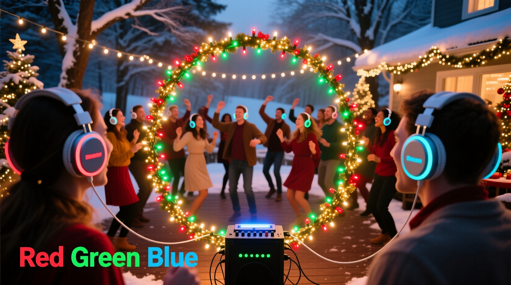 how to set up a silent disco using christmas lights and headphones