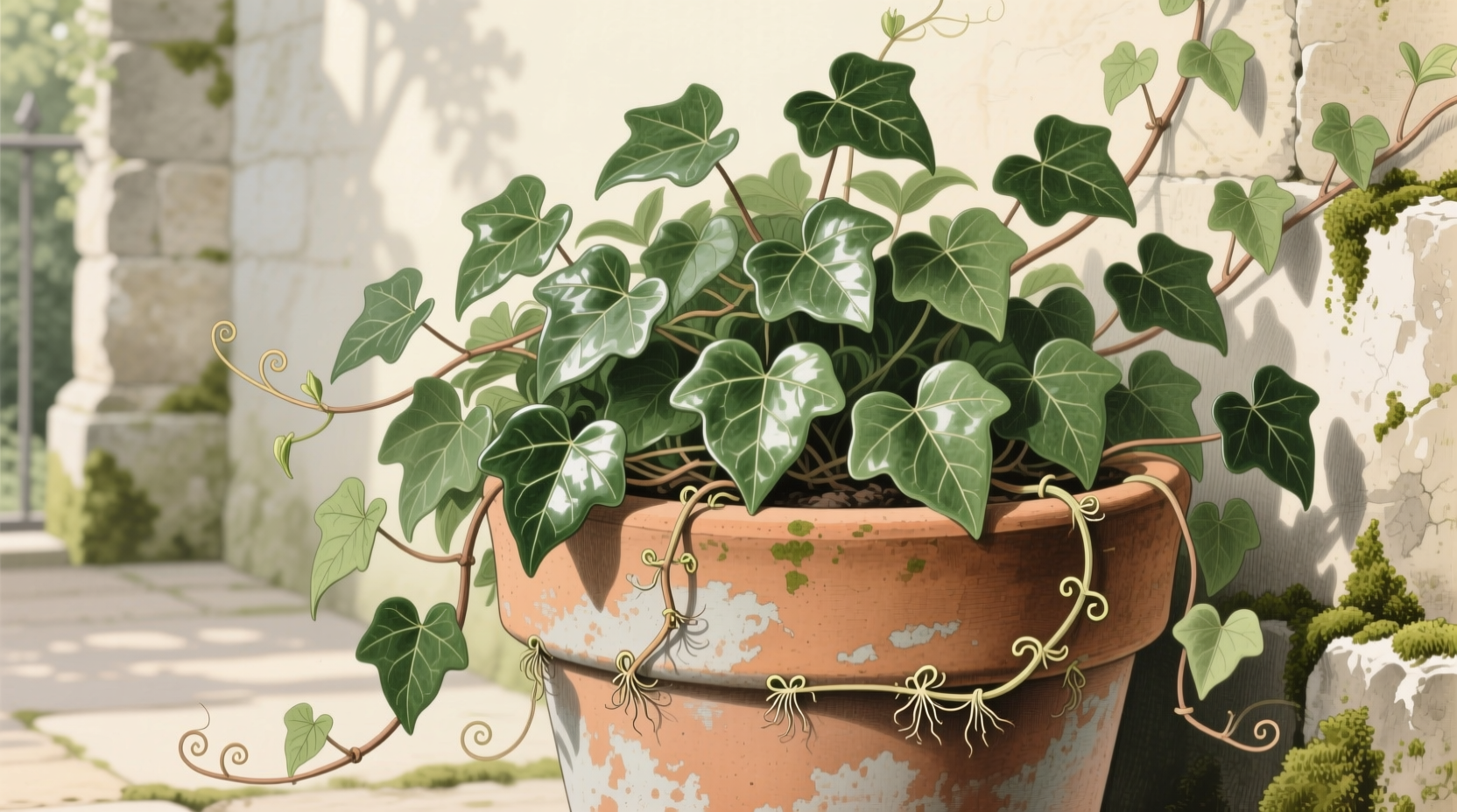 english ivy in planters