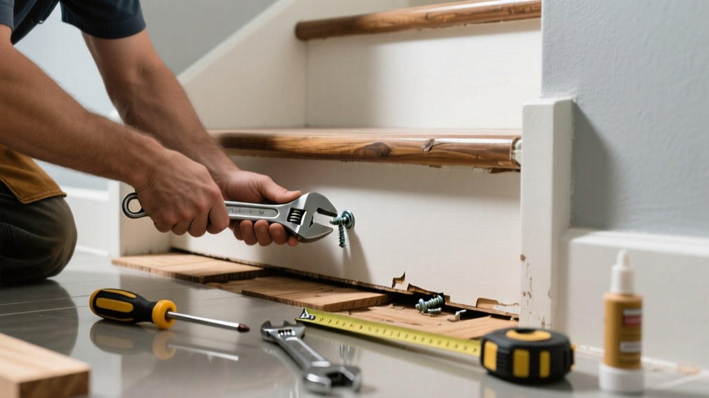 Fixing a Squeaky Stair in the Bathroom