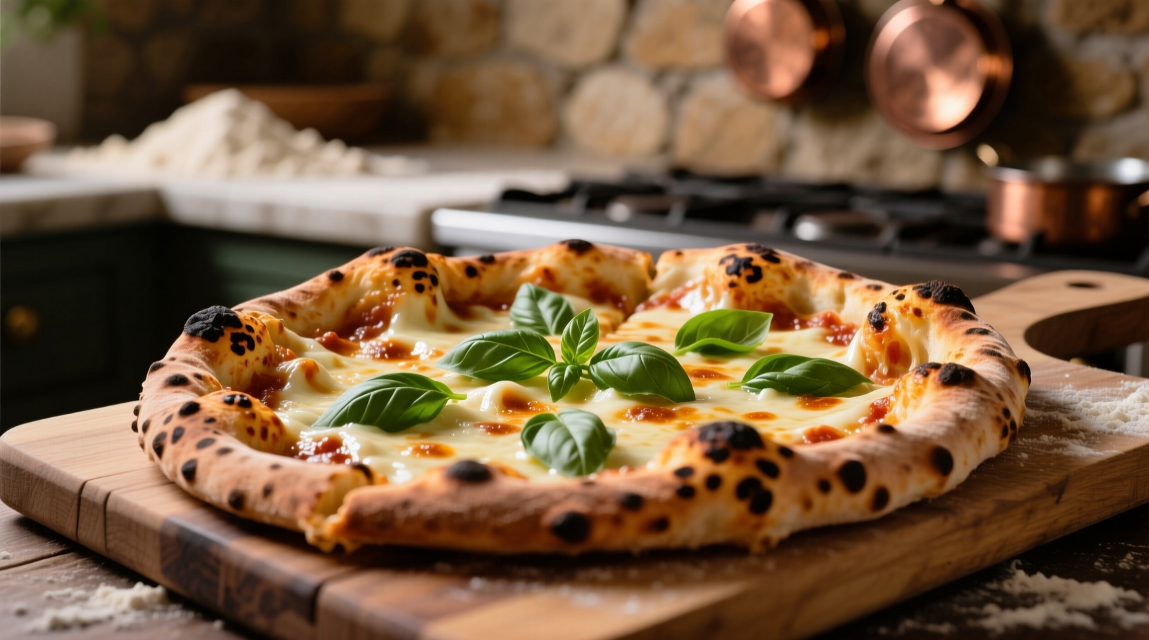 Perfectly baked pizza with golden crust and bubbling cheese