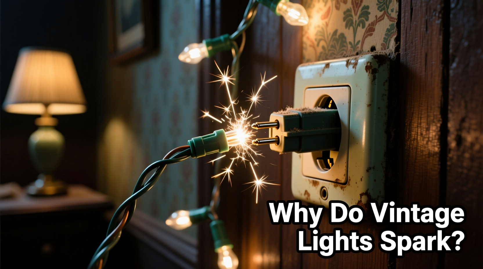 why do my vintage light strings spark only when plugged into certain outlets