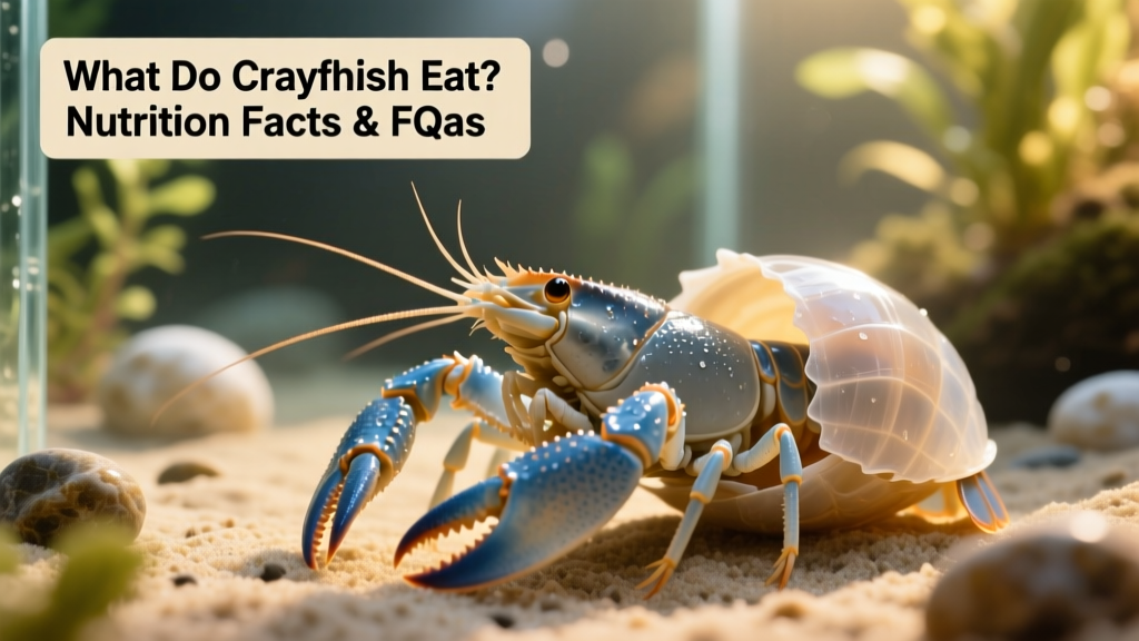 Close-up of a recently molted crayfish next to its translucent, intact exoskeleton on aquarium substrate