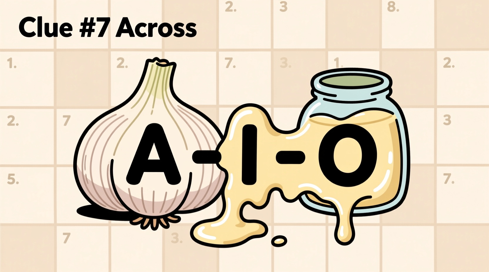 Garlic Mayo Crossword Clue Answer: AIOLI (5 Letters)
