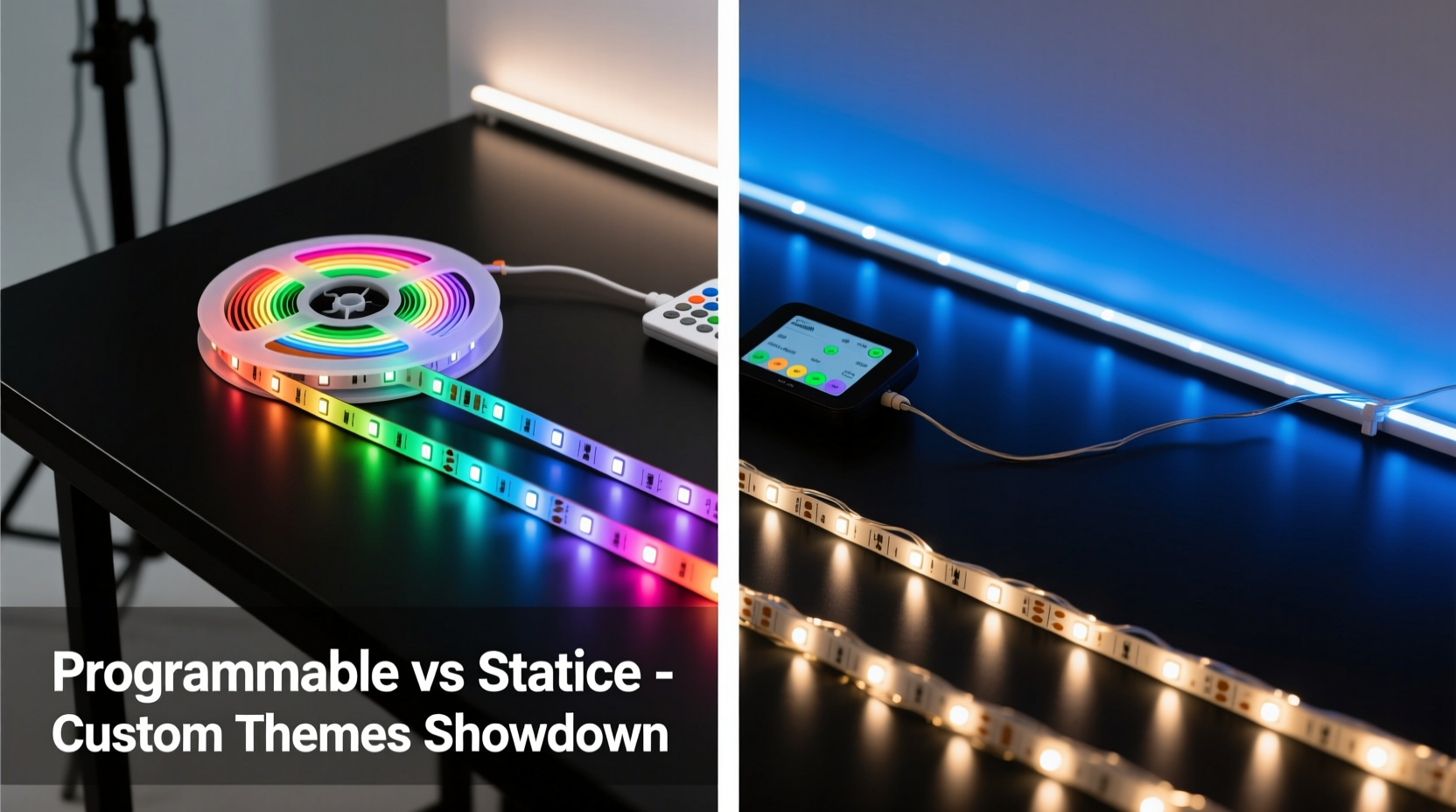 programmable led strips vs static color strings for custom themes
