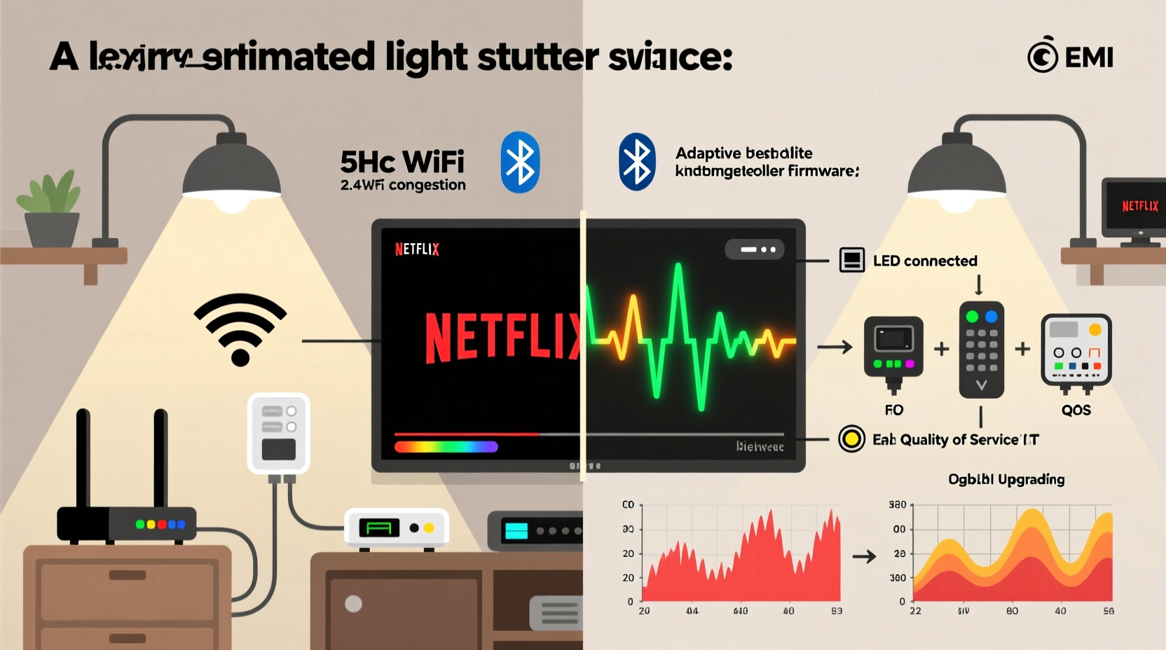 why does my animated light display stutter when streaming netflix nearby
