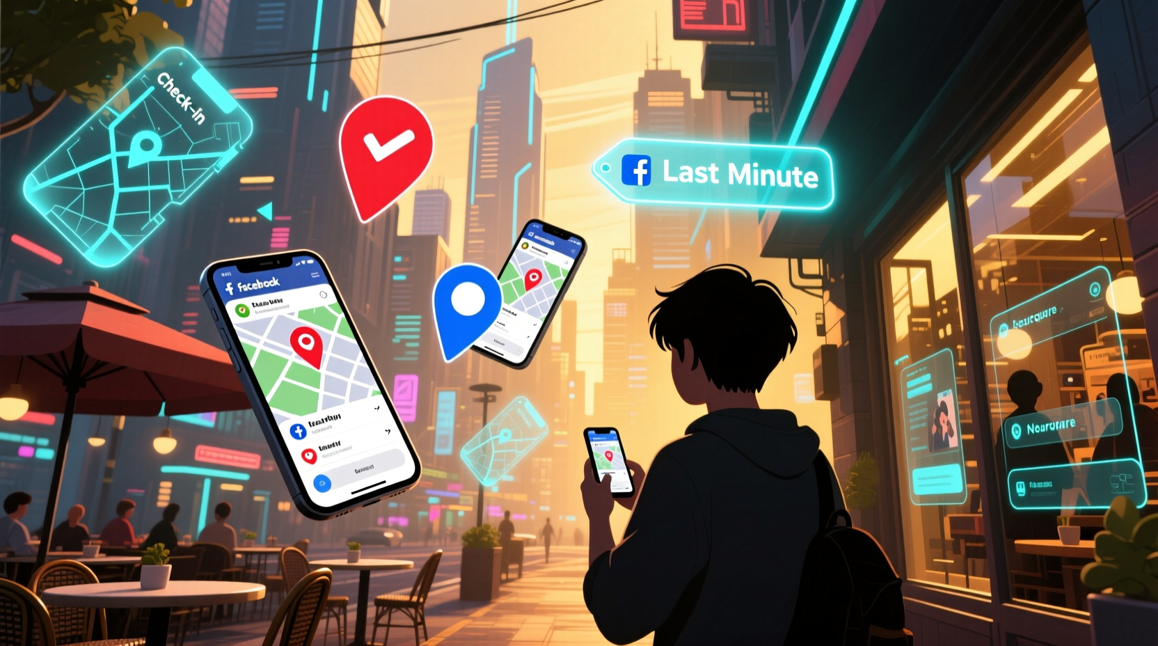 use facebook places and foursquare to find last minute
