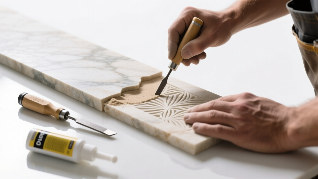 Replacing a Damaged Etched Section in Natural Stone