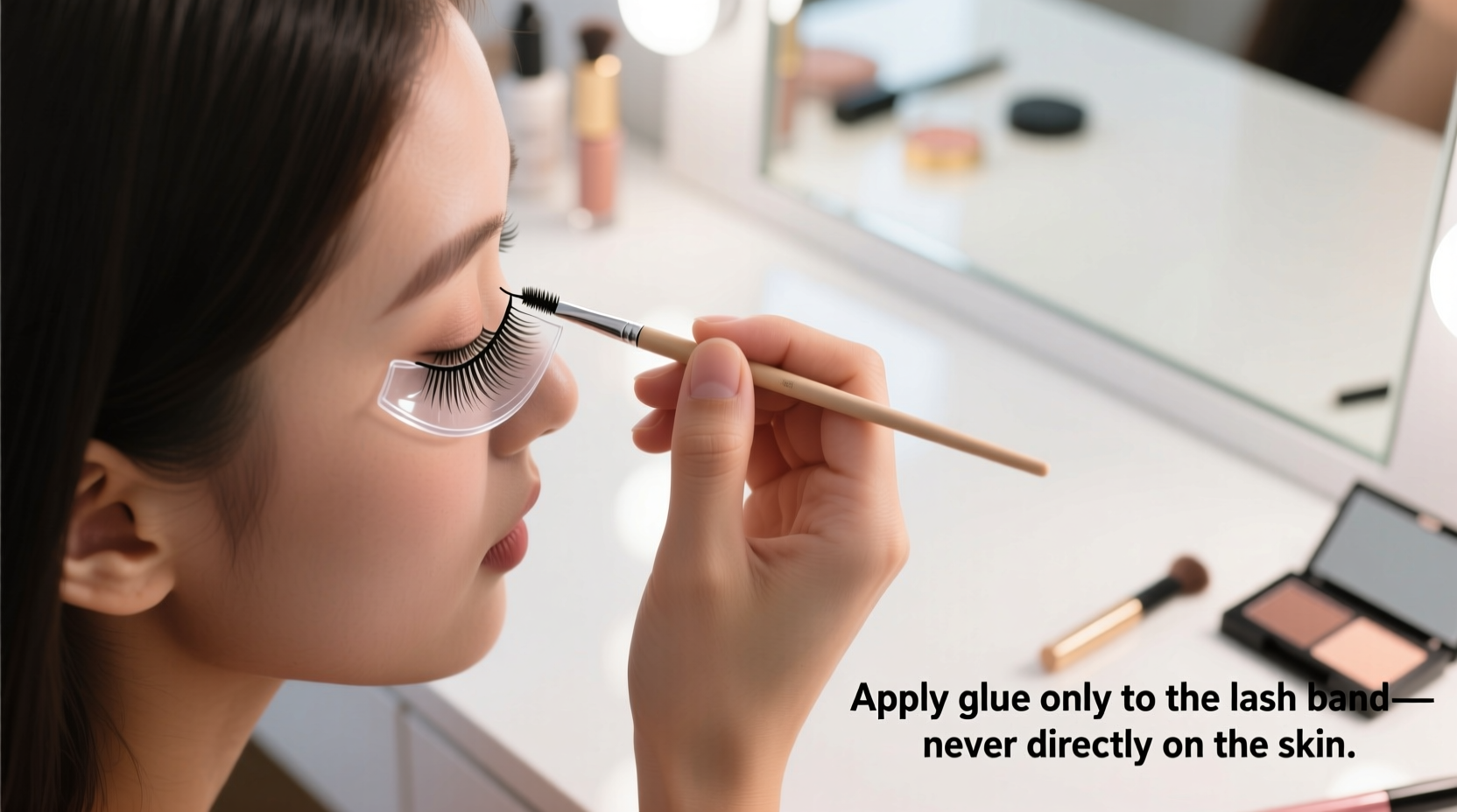 how to apply false eyelashes without glue mess or blinking issues