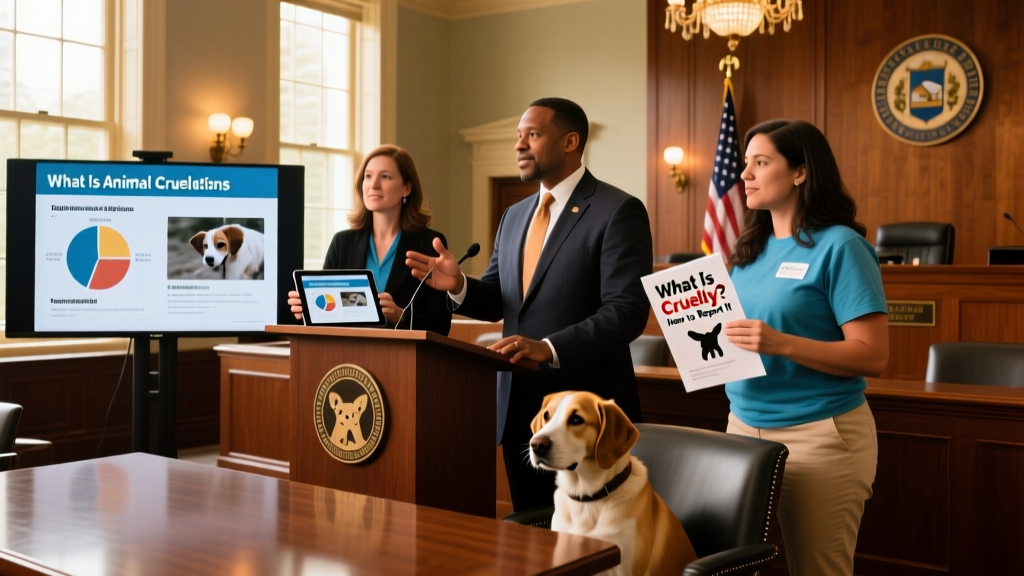 A FurPetVo advocacy team presenting evidence-based recommendations to state legislators during an animal welfare hearing