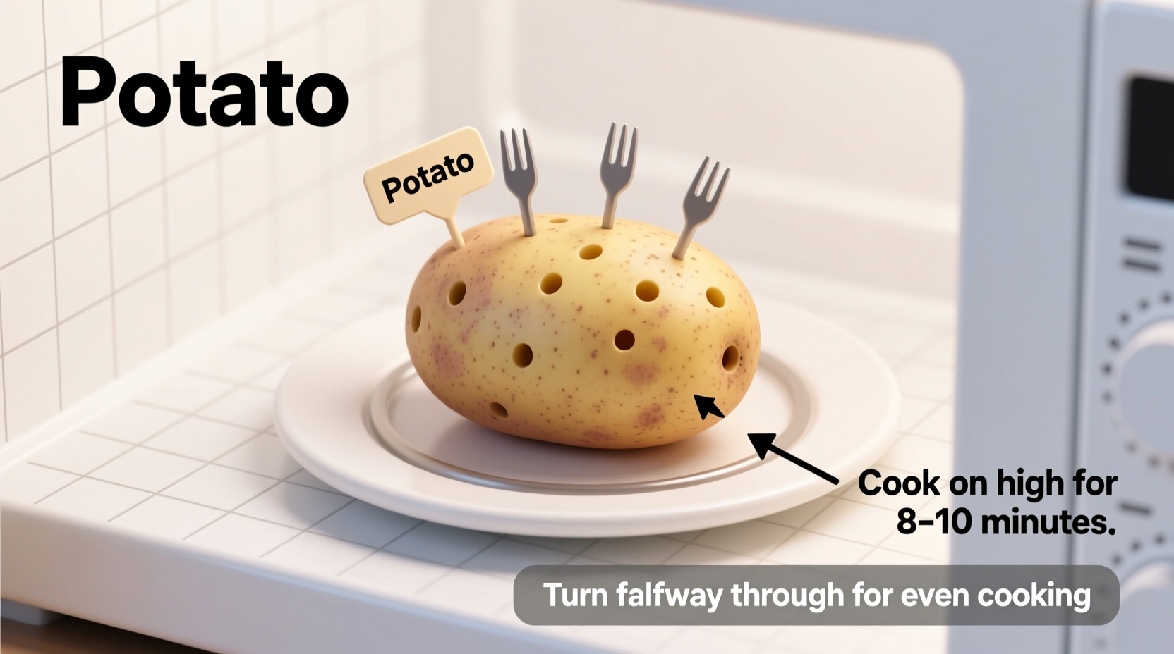 Korrekte Einstechnietechnik für Mikrowellen-Kartoffeln