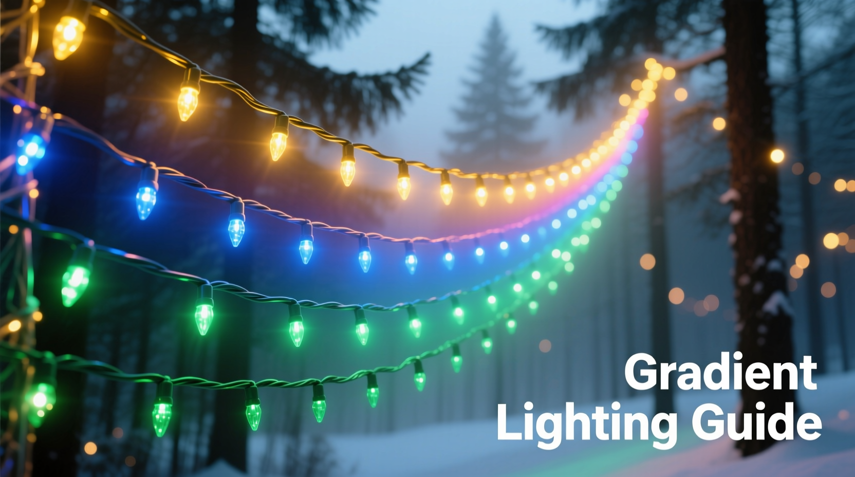 how to create a gradient effect with colored christmas lights for visual depth