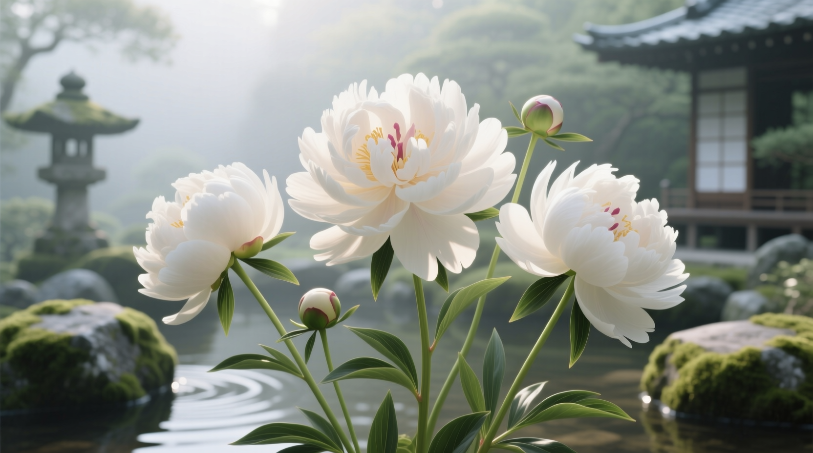 white peonies
