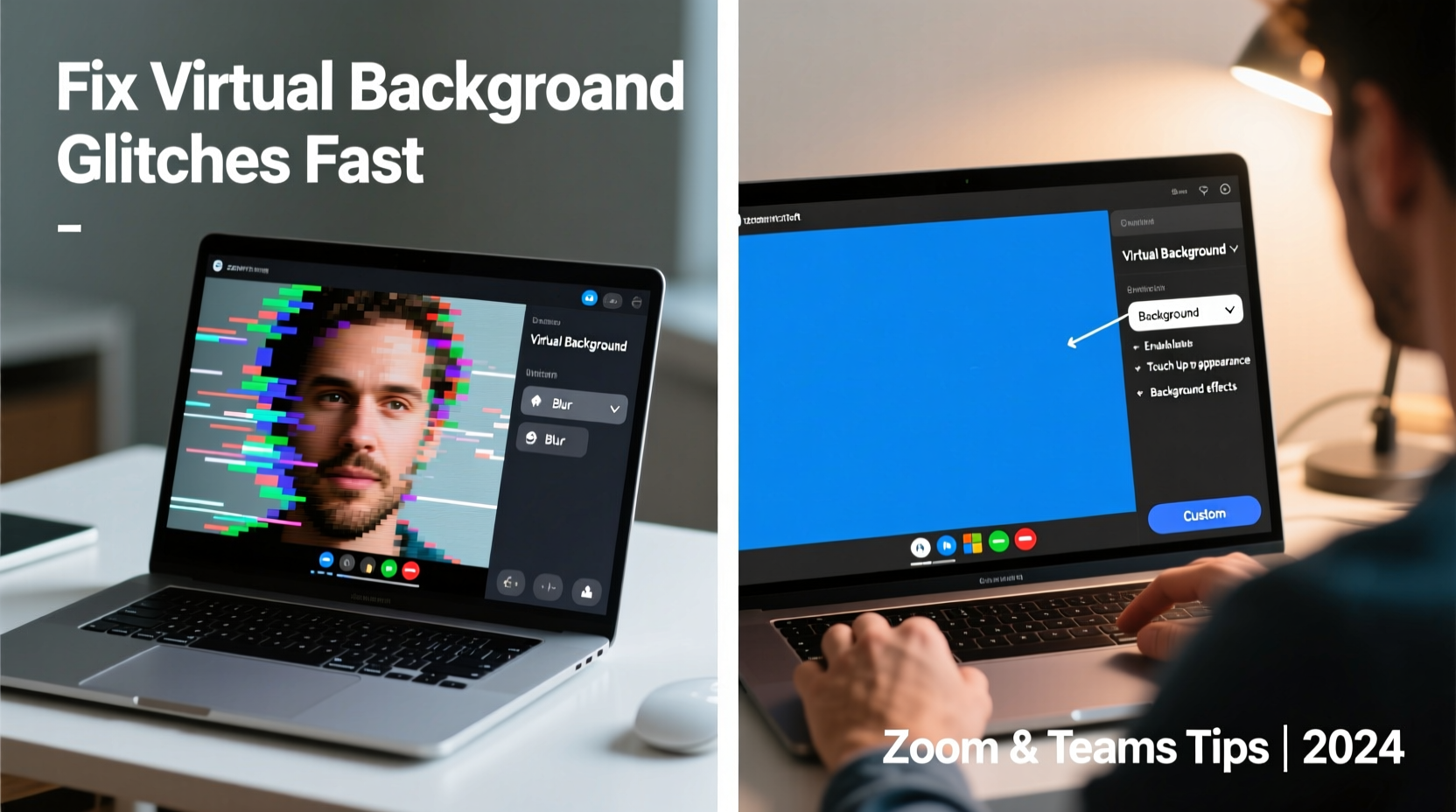 virtual background glitches how to fix them on zoom and teams fast