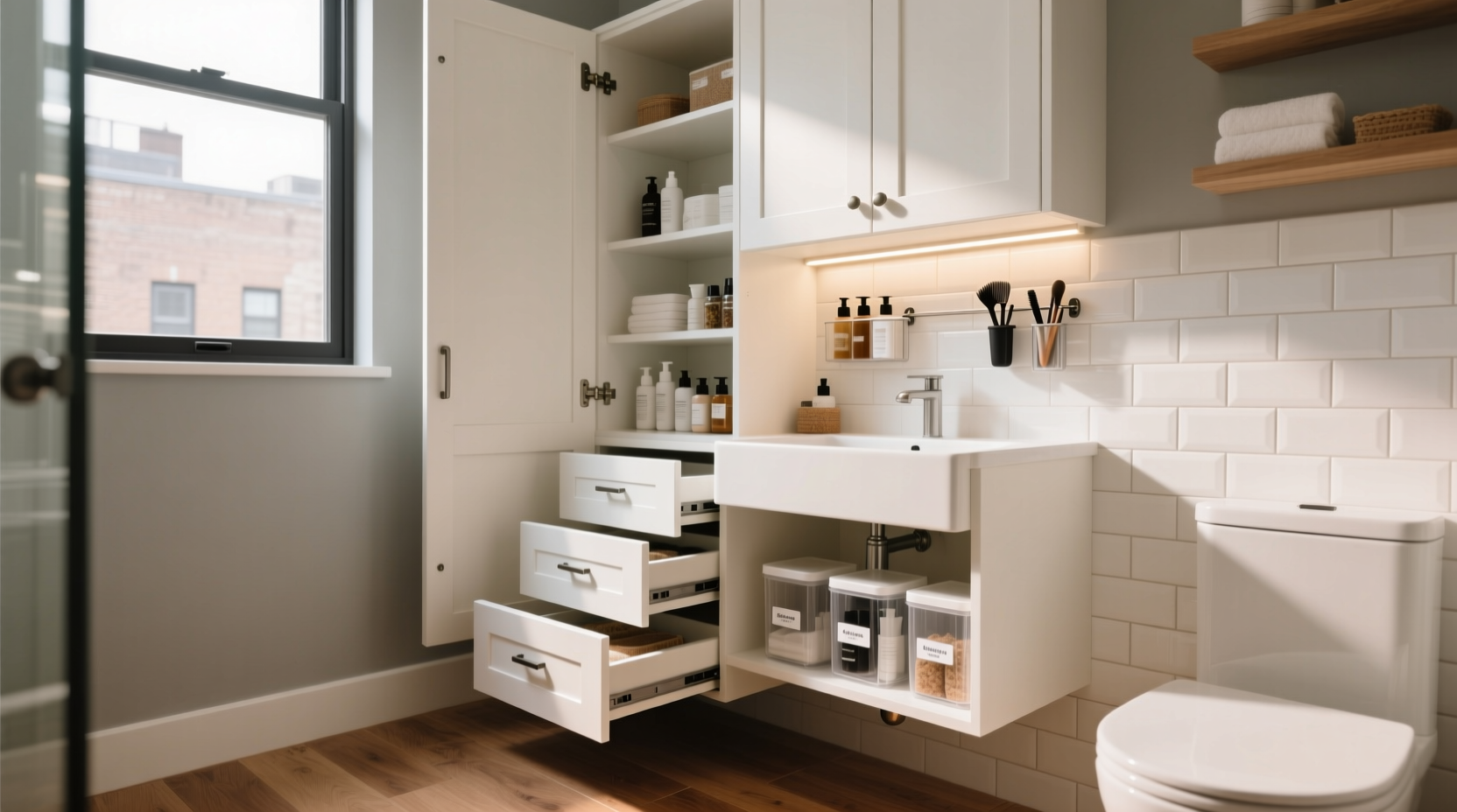 how to organize small bathroom cabinets for maximum storage and minimal clutter