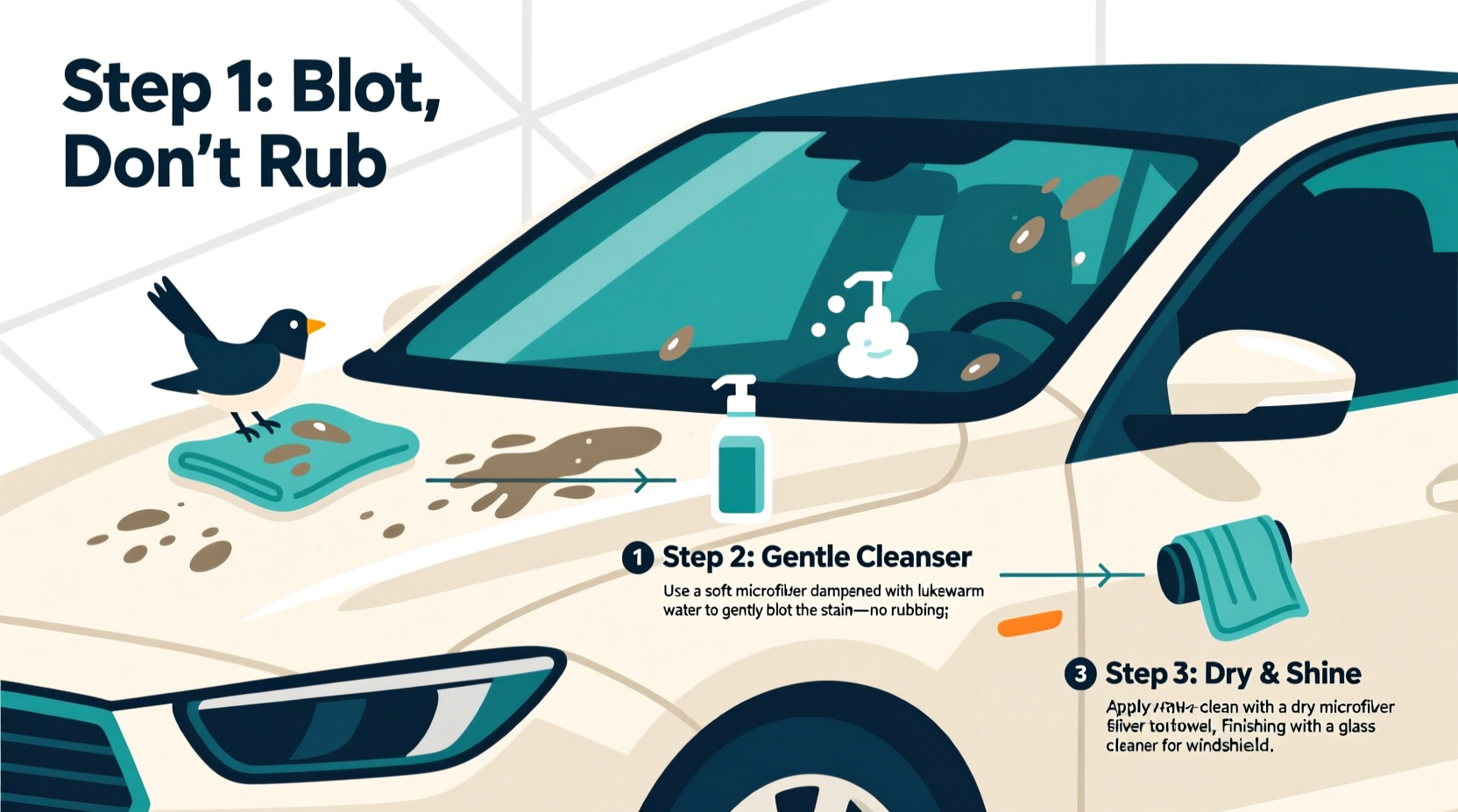 how to get rid of bird poop on car