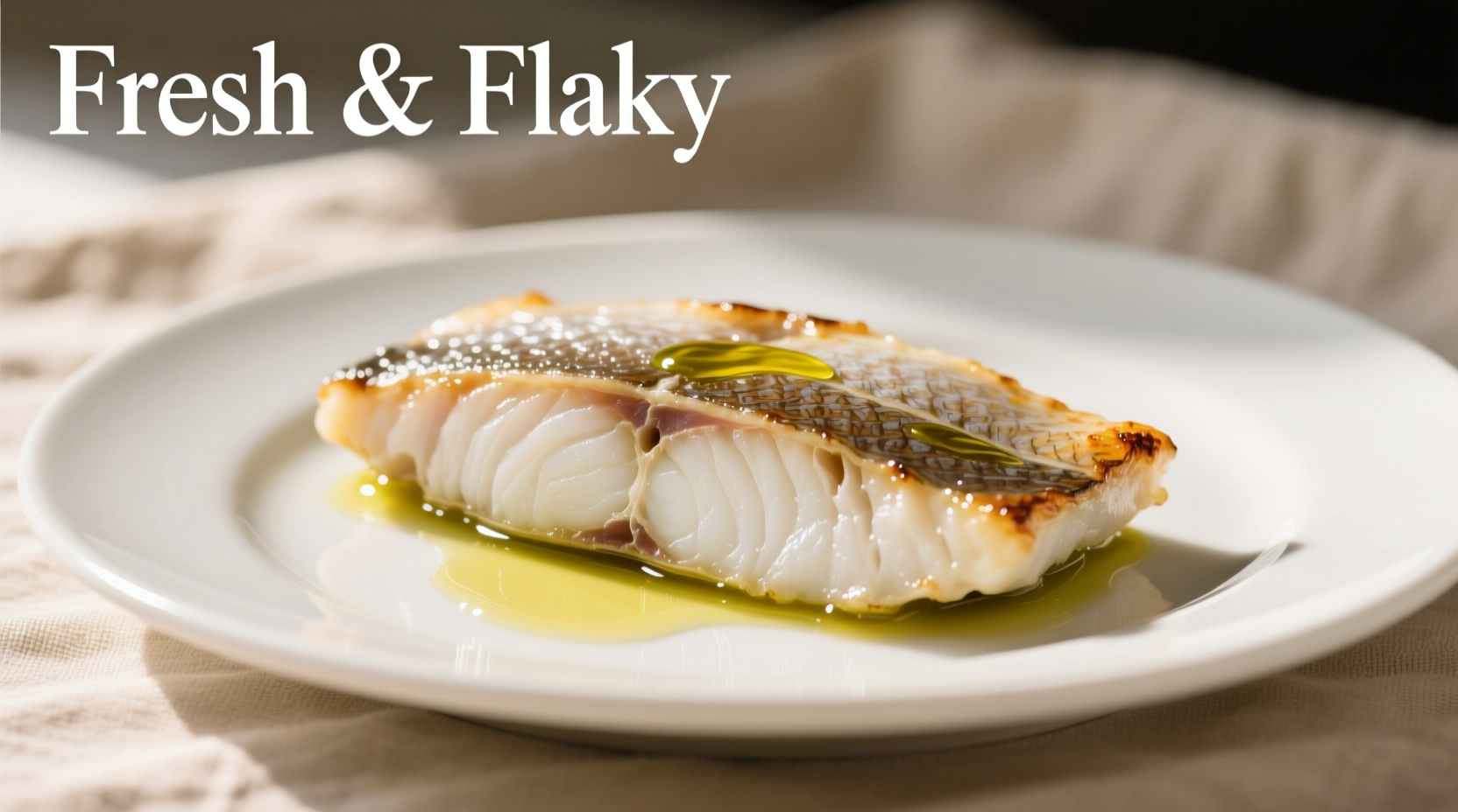 Perfectly cooked cod fillet showing flaky texture