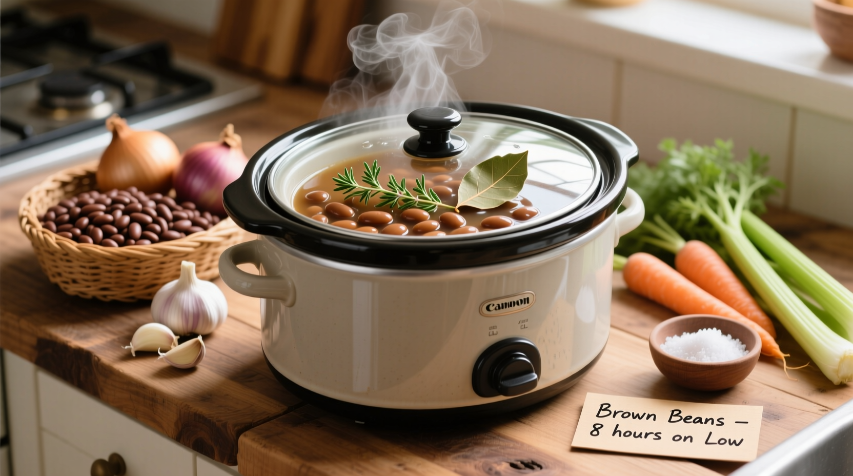 how to cook brown beans in a slow cooker