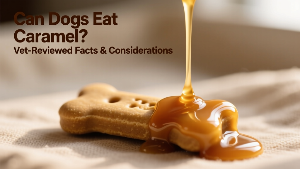 A close-up of golden caramel drizzled over a plain dog treat, highlighting its glossy, sticky texture